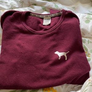 PINK long sleeve sleep shirt in burgundy